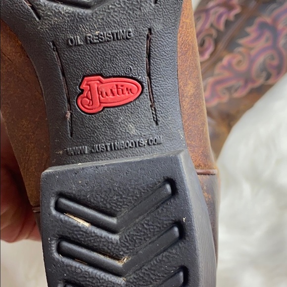 Justin Western Cowgirl Embroidered Boots size 7C - Picture 8 of 9